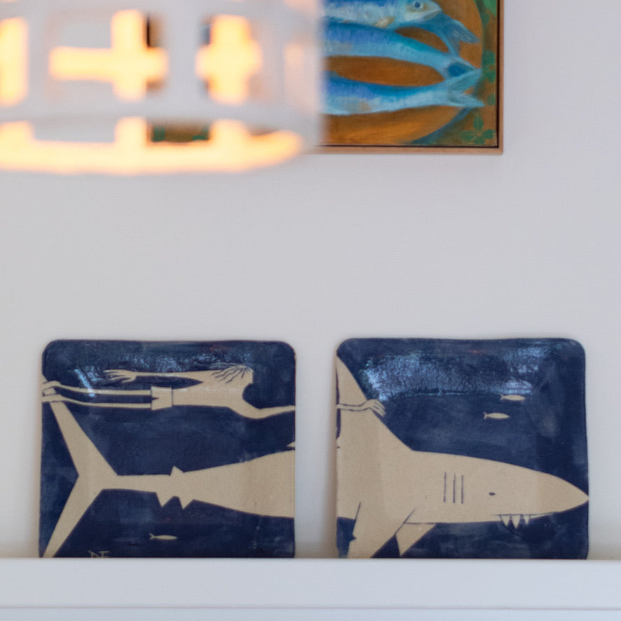 Shark boy platter set